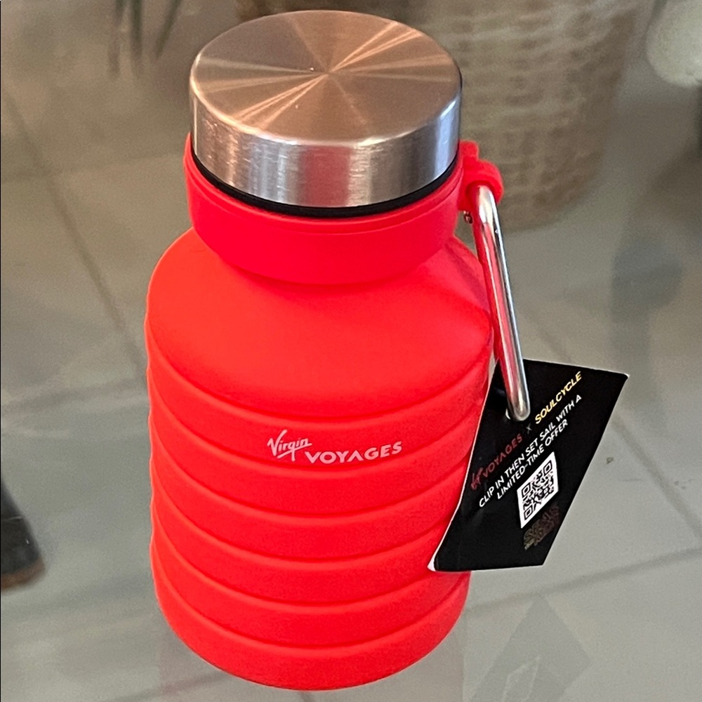 NEW Virgin Voyages X Soulcycle Expandable Rubber Water Bottle